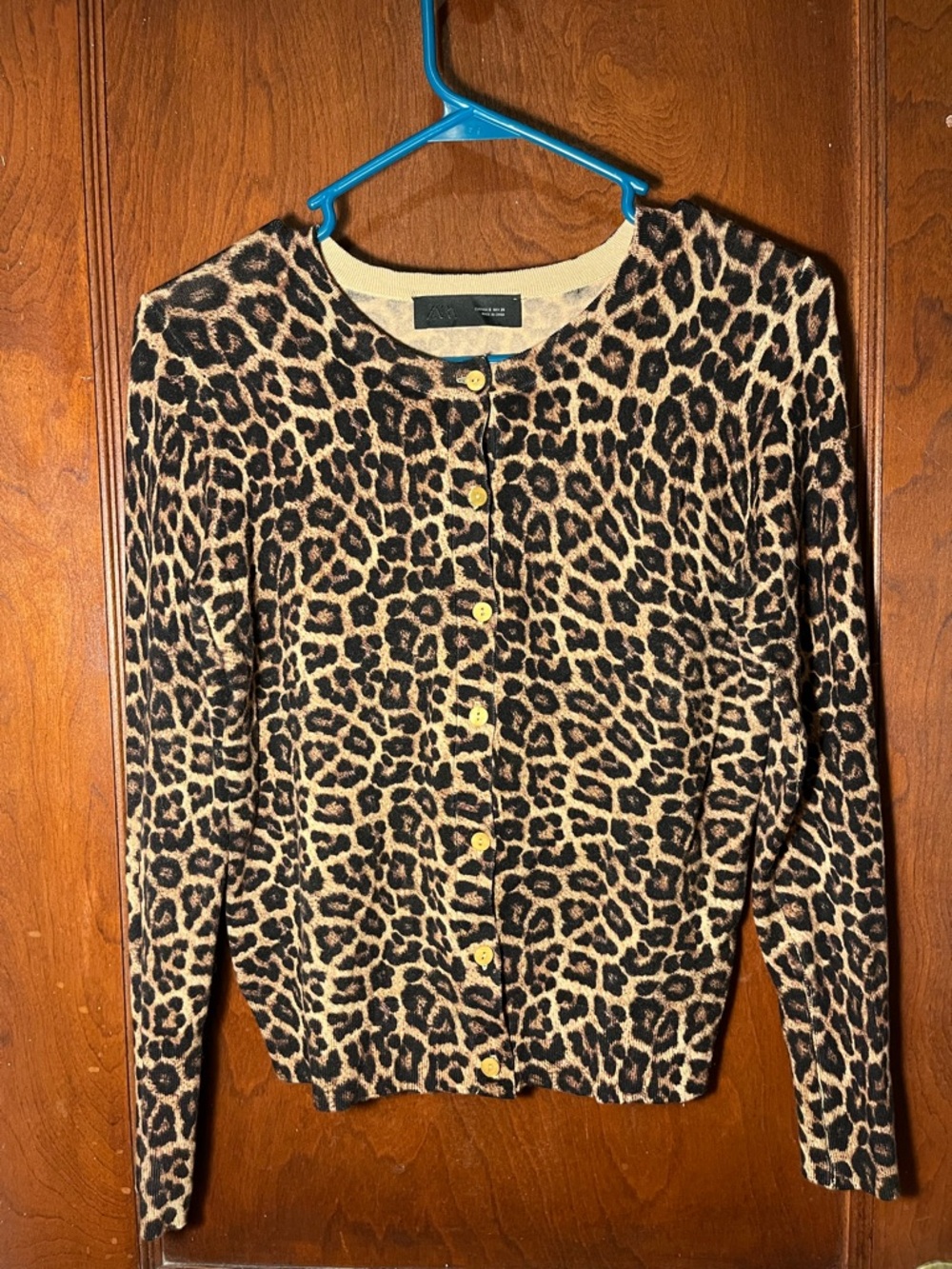 Zara Leopard Print Button-Front Cardigan - Brown & Black